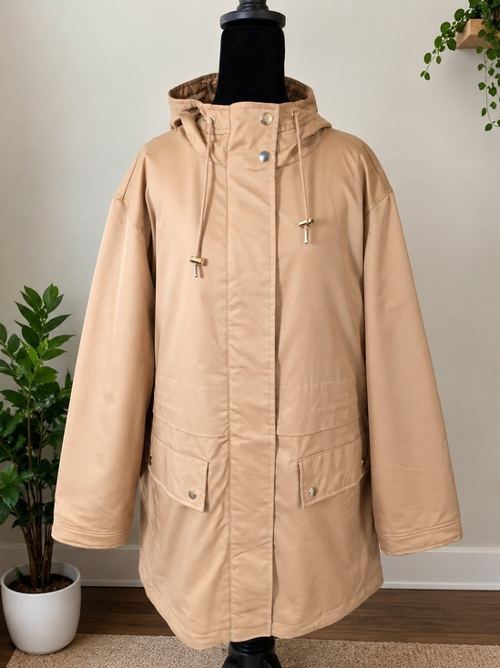 Liz Claiborne Jackets & Blazers - Liz Claiborne Hooded Rain Jacket Coat 2X NWT Quilted Green Lined Zip Snap